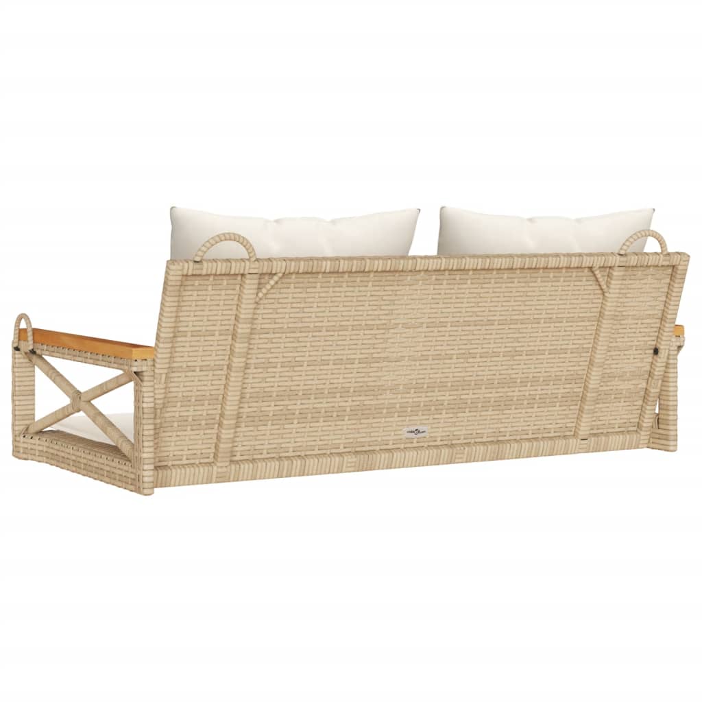 vidaXL Panchina a Dondolo con Cuscini Beige 109x62x40 cm in Polyrattan