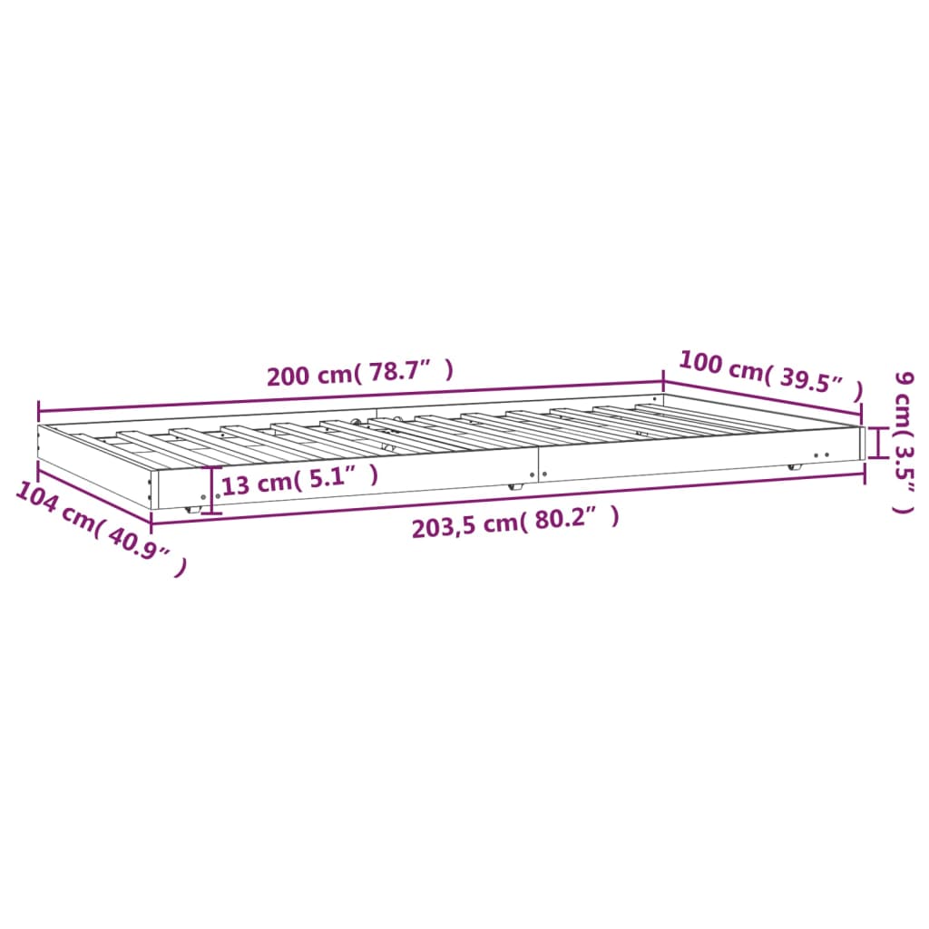 vidaXL Giroletto Marrone Ambra 100x200 cm in Legno Massello di Pino