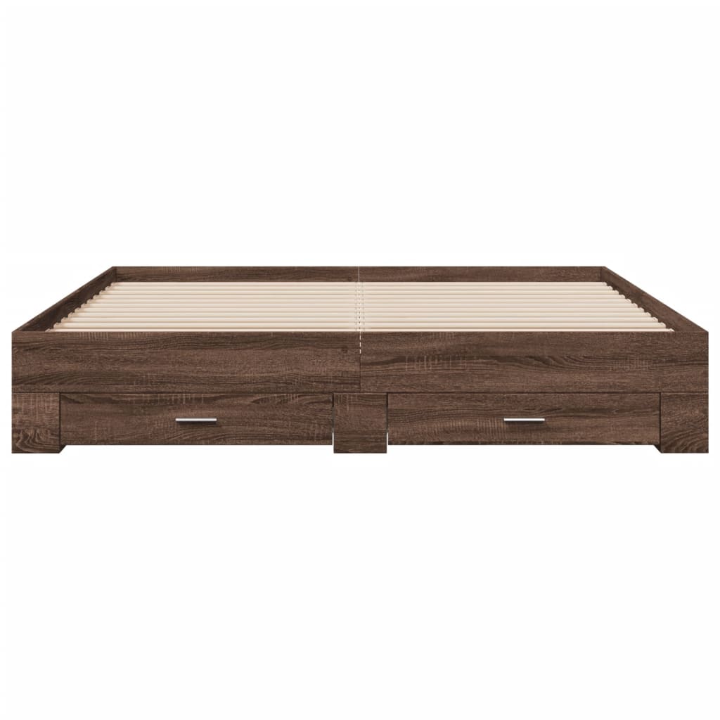 vidaXL Giroletto Cassetti Rovere Marrone 180x200 cm Legno Multistrato