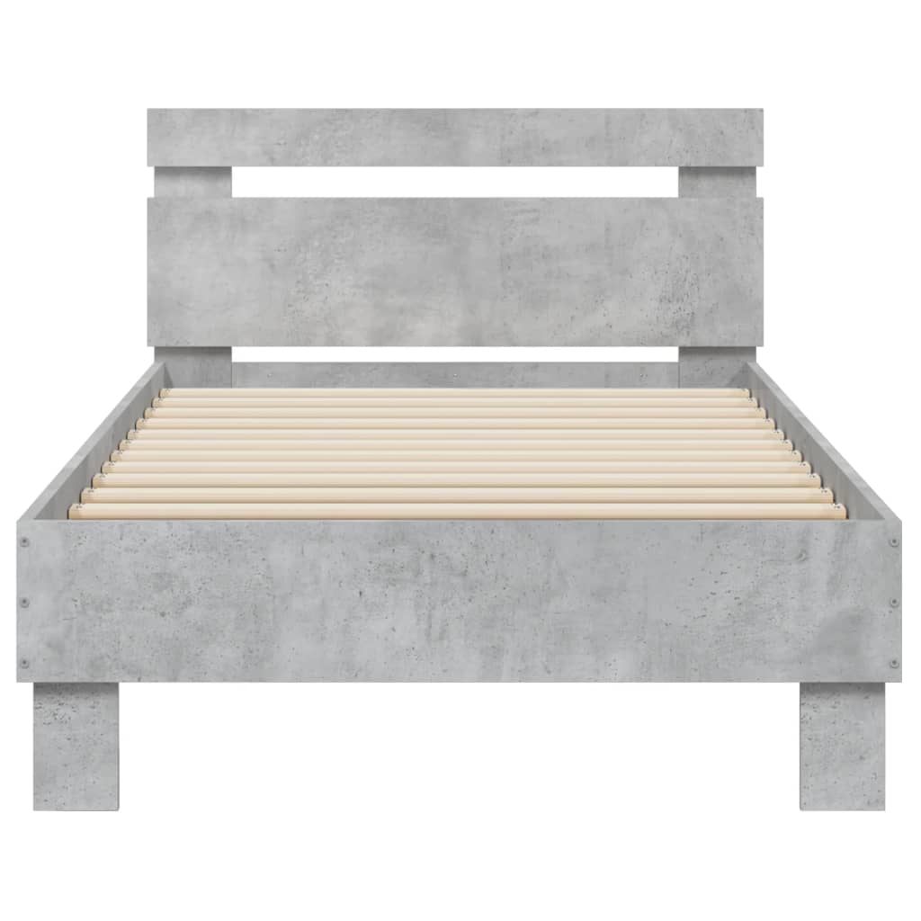 vidaXL Giroletto e Testiera Grigio Cemento 90x190 cm Legno Multistrato