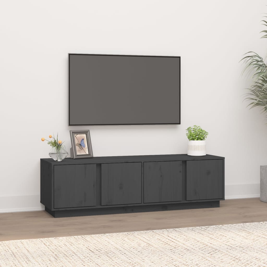 vidaXL Mobile Porta TV Grigio 140x40x40 cm in Legno Massello di Pino