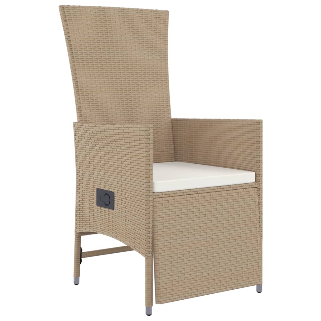 vidaXL Set da Pranzo da Giardino 7 pz con Cuscini Beige in Polyrattan