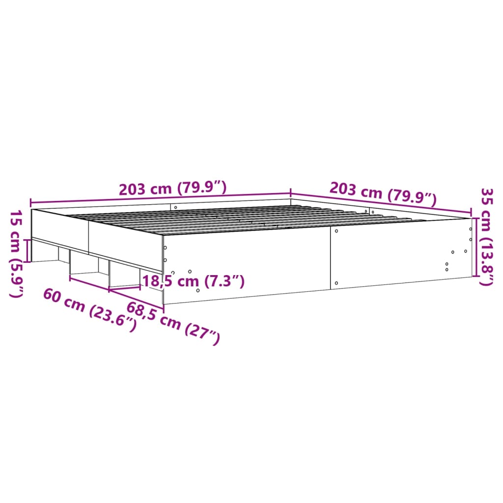 vidaXL Giroletto Bianco 200x200 cm in Legno Multistrato