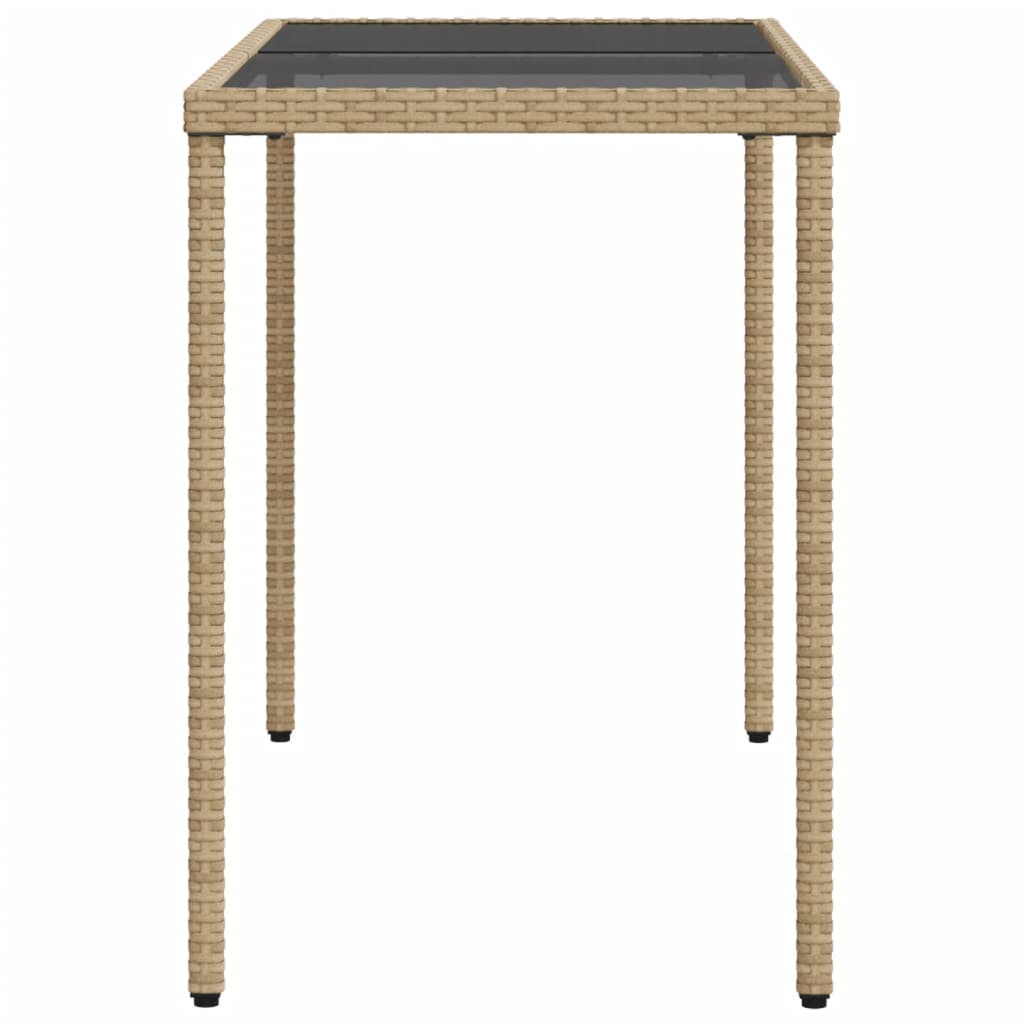 vidaXL Tavolo da Giardino con Piano Vetro Beige 115x54x74cm Polyrattan