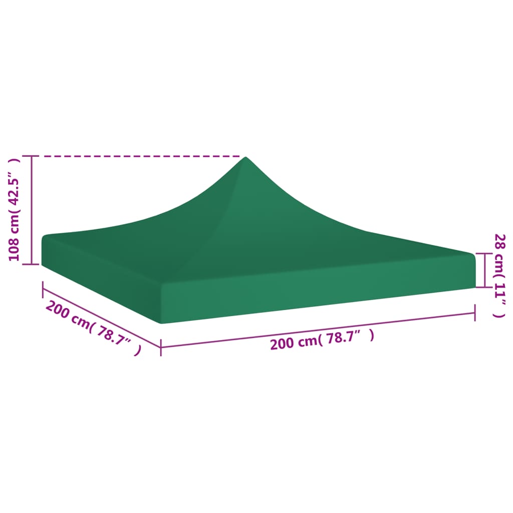 vidaXL Tetto per Tendone per Feste 2x2 m Verde 270 g/m²