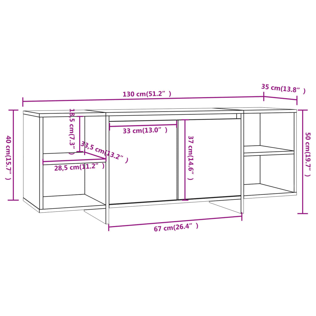 vidaXL Mobile Porta TV Nero 130x35x50 cm in Truciolato