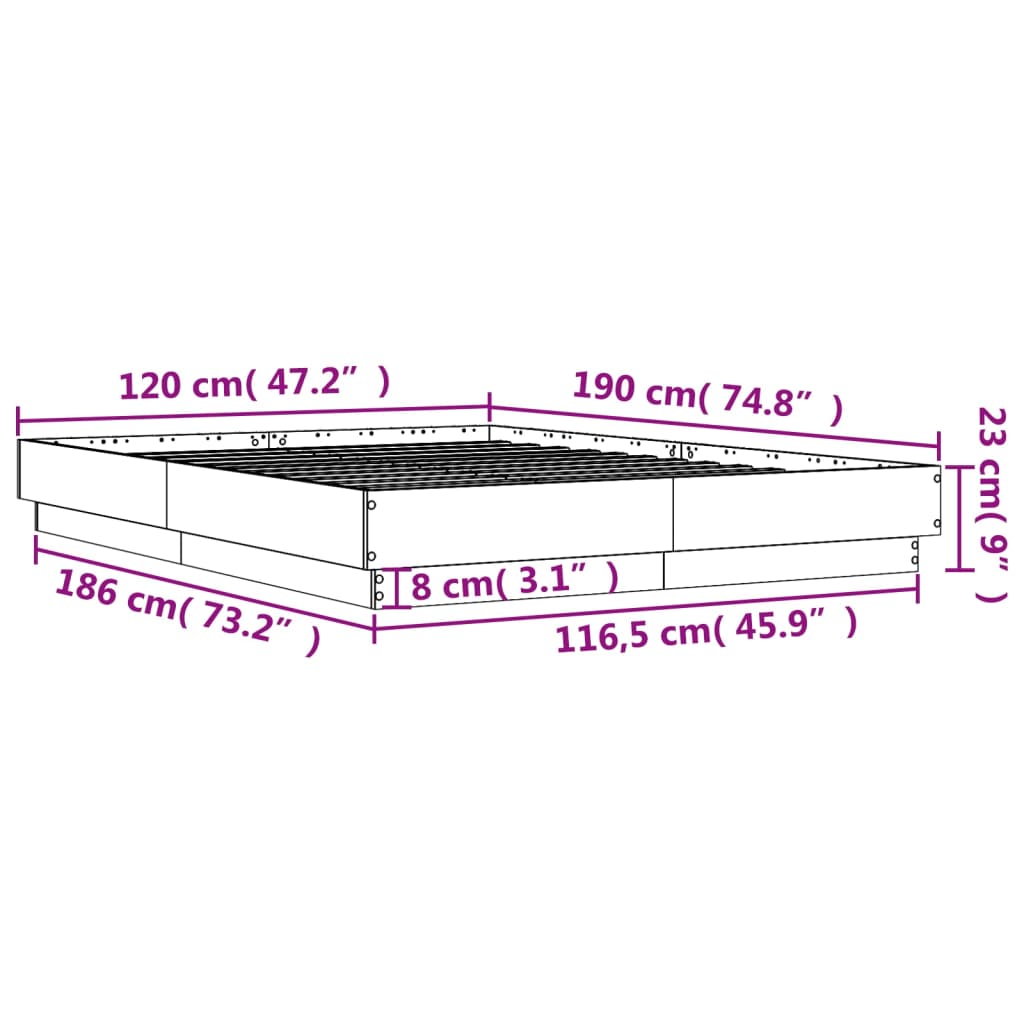 vidaXL Giroletto con Luci LED Grigio Sonoma 120x190 cm