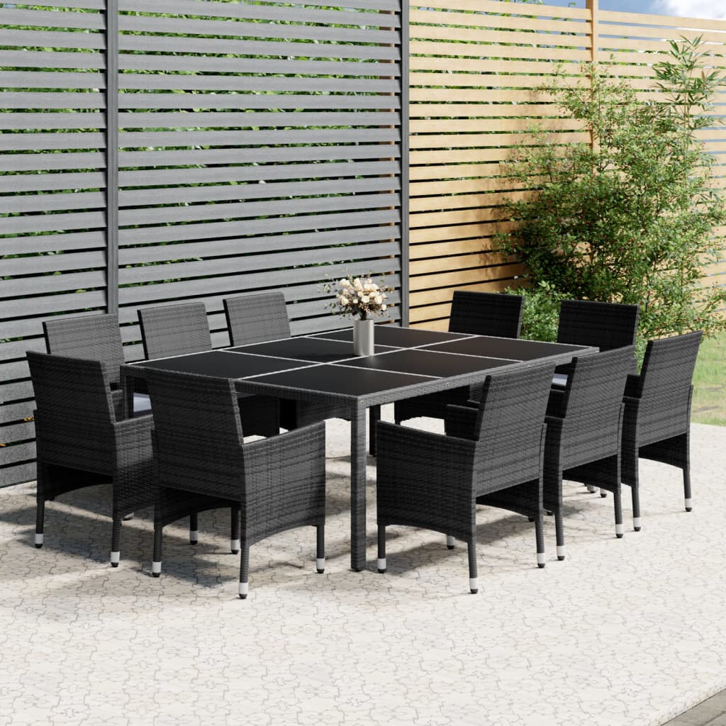 vidaXL Set Pranzo da Giardino 11pz in Polyrattan Grigio