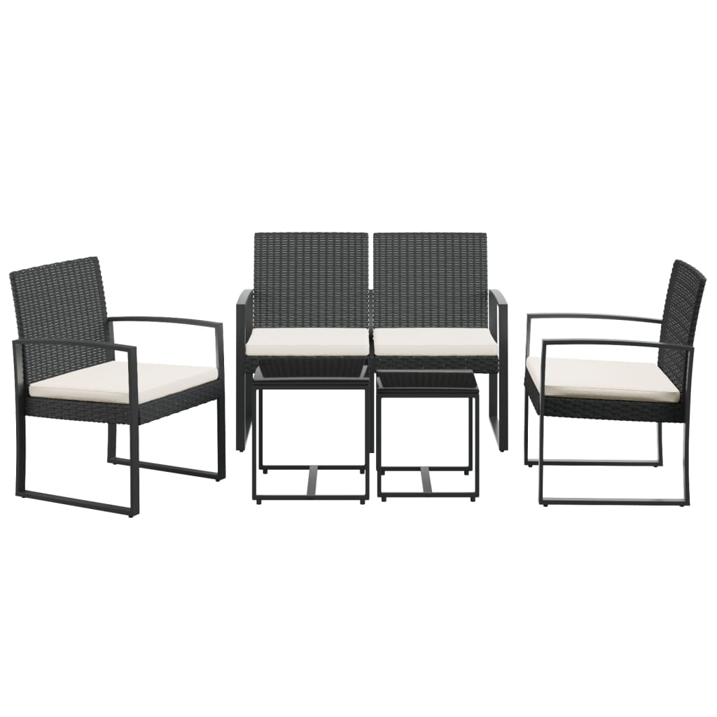 vidaXL Set da Pranzo da Giardino 5 pz Nero con Cuscini in Rattan PP