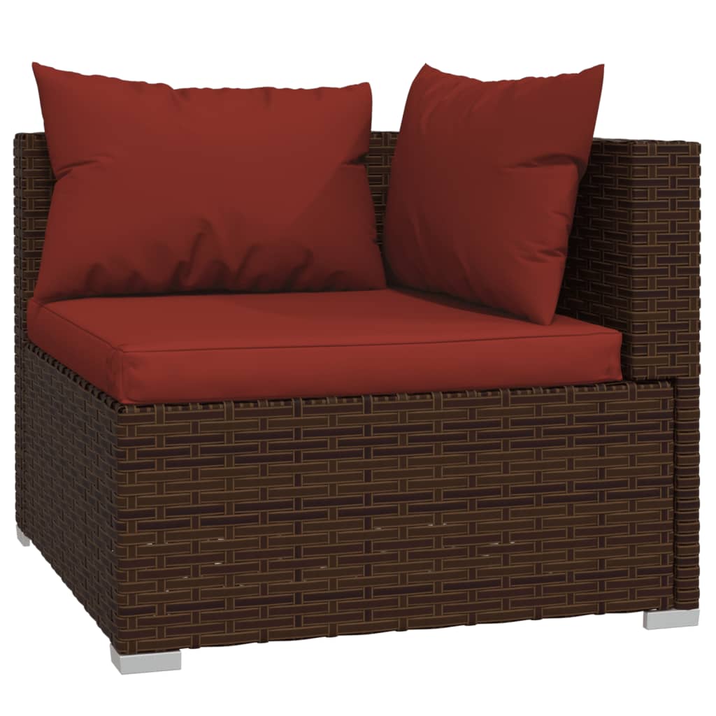 vidaXL Set Divani da Giardino 6 pz con Cuscini in Polyrattan Marrone