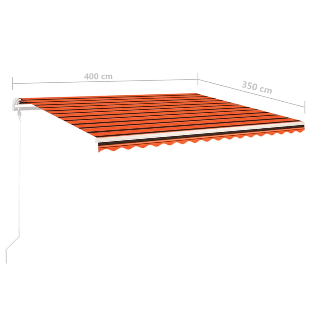 vidaXL Tenda da Sole Manuale con LED 4x3,5 m Arancione e Marrone