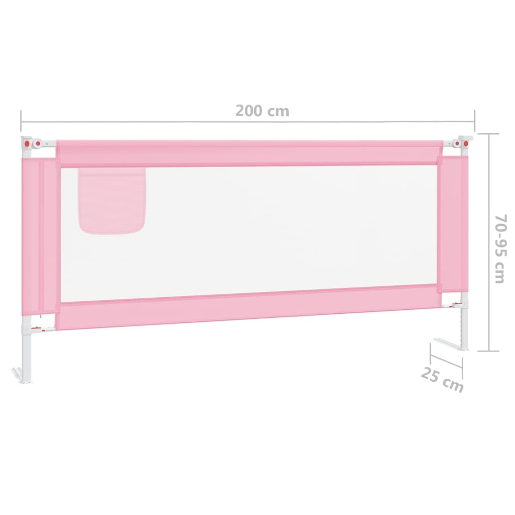 vidaXL Sponda Letto di Sicurezza per Bambini Rosa 200x25 cm Tessuto