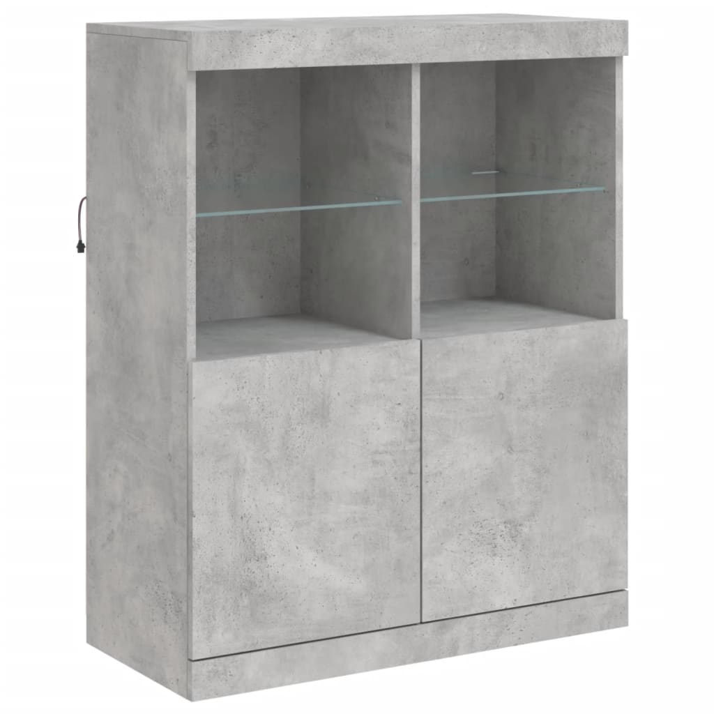 vidaXL Credenza con Luci LED Grigio Cemento 283x37x100 cm