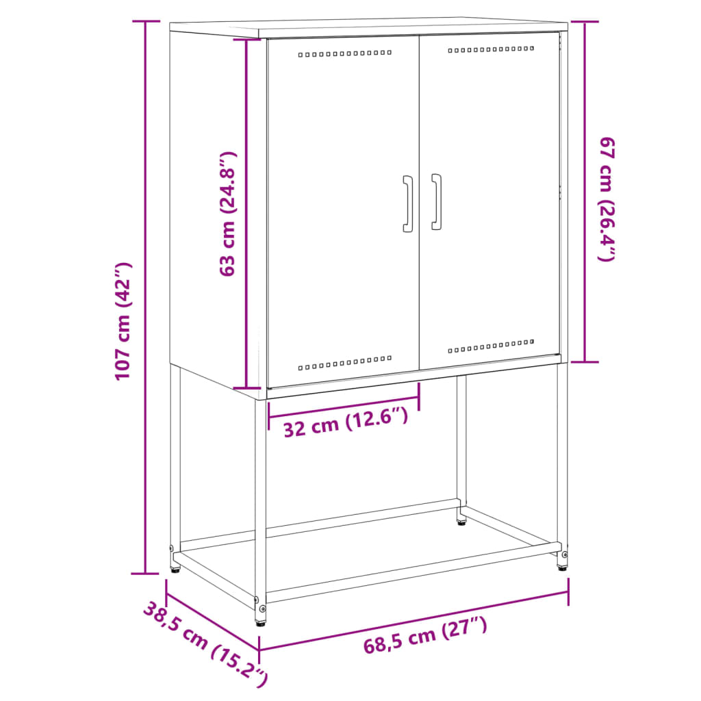 vidaXL Mobile TV Verde Oliva 68x39x60,5 cm in Acciaio