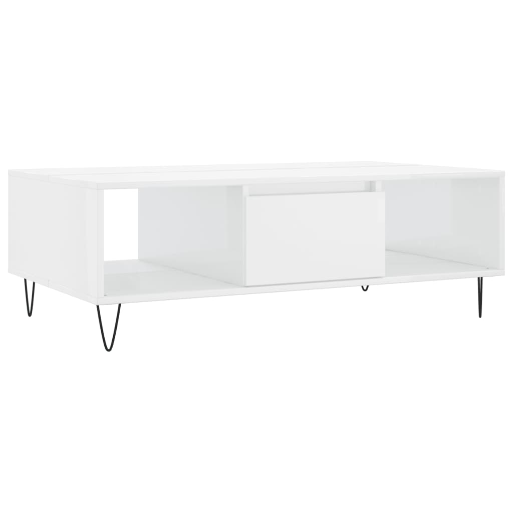 vidaXL Tavolino da Salotto Bianco Lucido 104x60x35cm Legno Multistrato