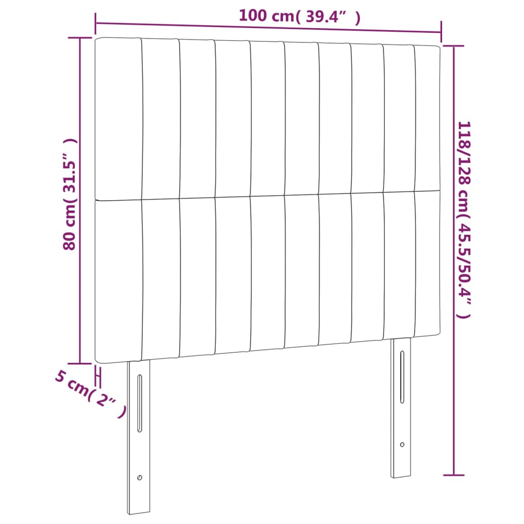 vidaXL Testiera a LED Nera 100x5x118/128 cm in Tessuto