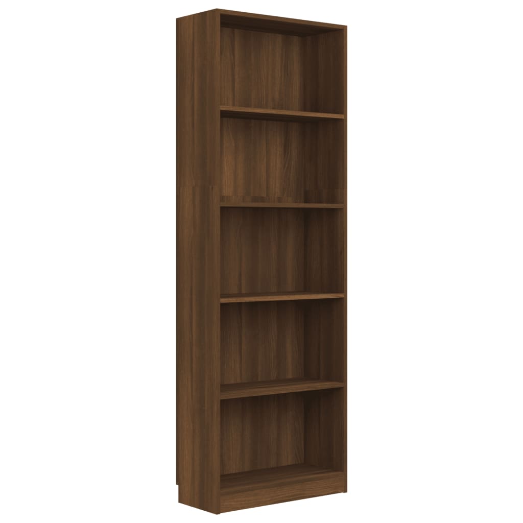 vidaXL Libreria 5 Ripiani Rovere Marrone 60x24x175cm Legno Multistrato