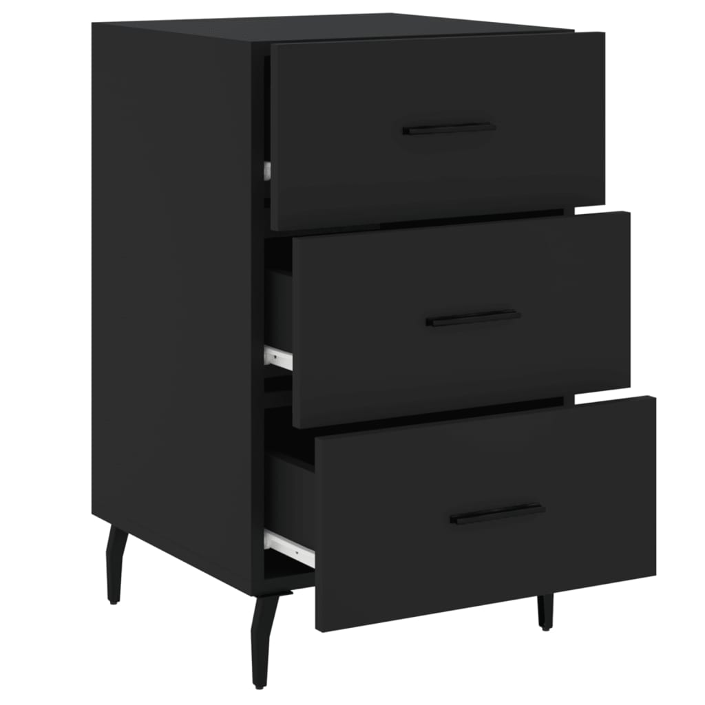 vidaXL Comodino Nero 40x40x66 cm in Legno Multistrato