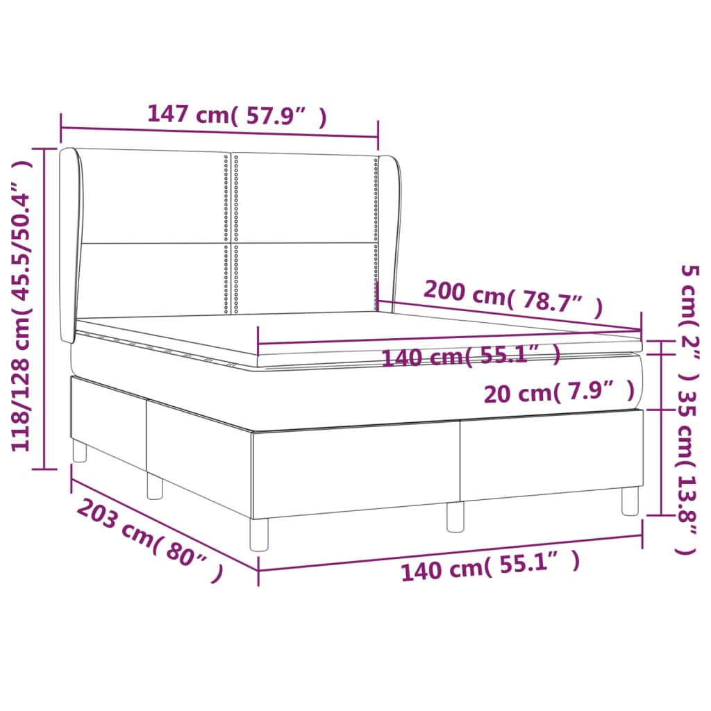 vidaXL Giroletto a Molle con Materasso Marrone Scuro 140x200cm Tessuto