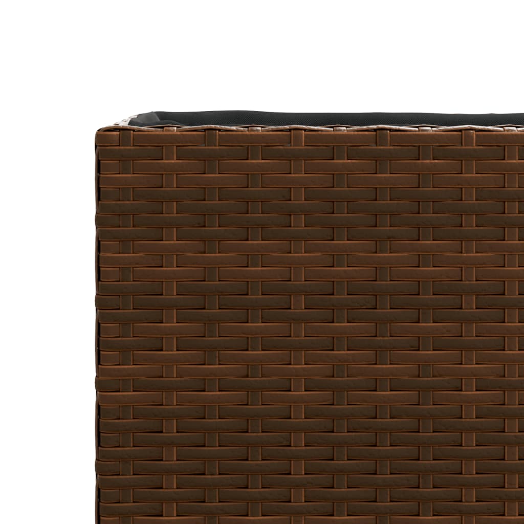 vidaXL Fioriere da Giardino con 2 Vasi Marrone 90x20x40 cm Polyrattan