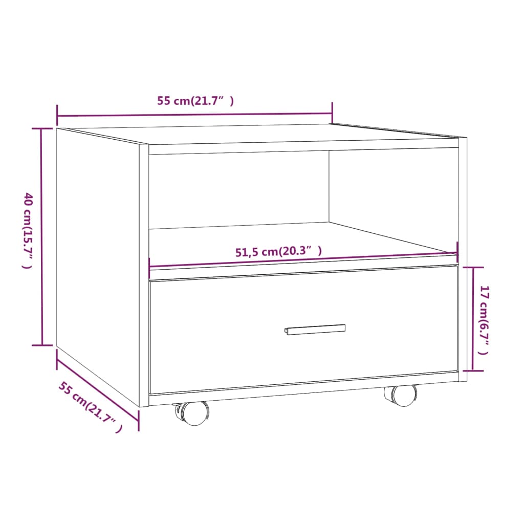 vidaXL Tavolino da Salotto Bianco 55x55x40 cm in Legno Multistrato