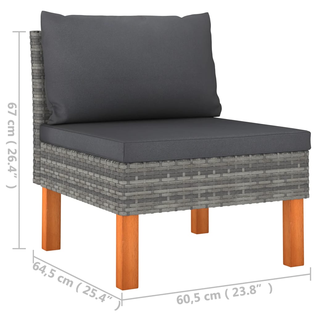 vidaXL Set Divani da Giardino 8 pz con Cuscini in Polyrattan Grigio