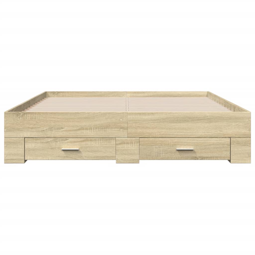 vidaXL Giroletto Cassetti Rovere Sonoma 140x200 cm Legno Multistrato