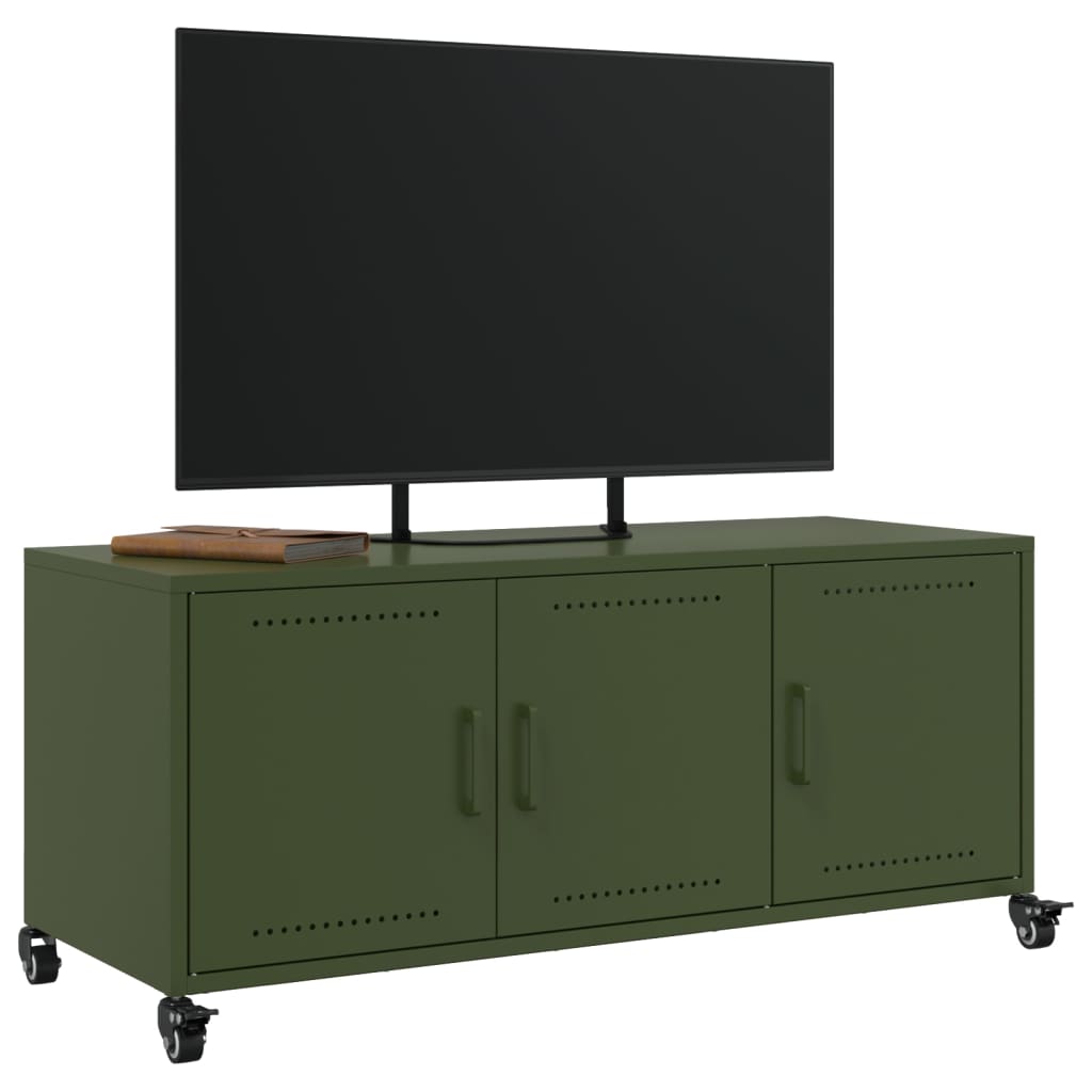 vidaXL Mobile TV Verde Oliva 100,5x39x43,5 cm in Acciaio