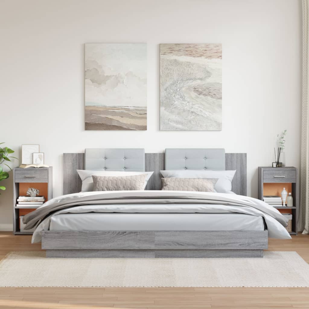 vidaXL Comodini 2 pz Grigio Sonoma 35x34x65 cm in Legno Multistrato