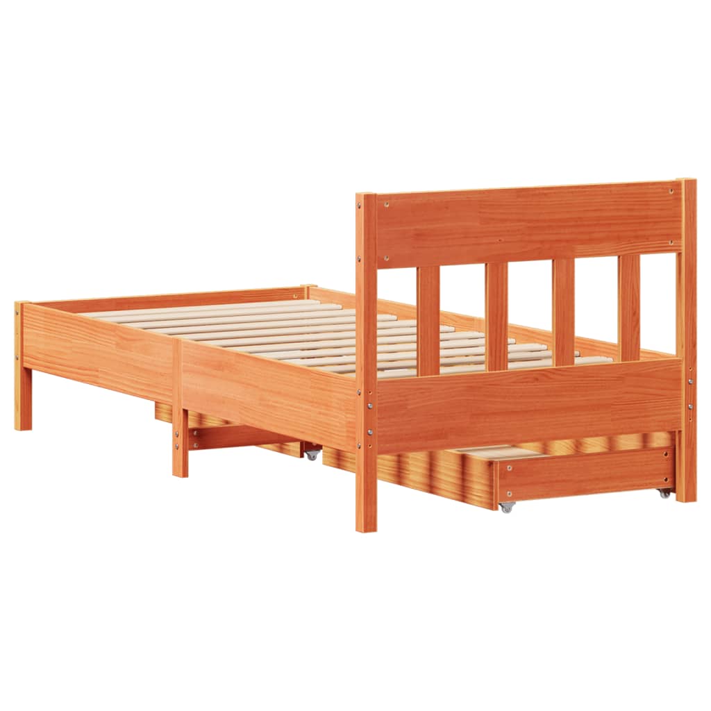 vidaXL Letto senza Materasso Marrone Cera 75x190 cm in Legno di Pino