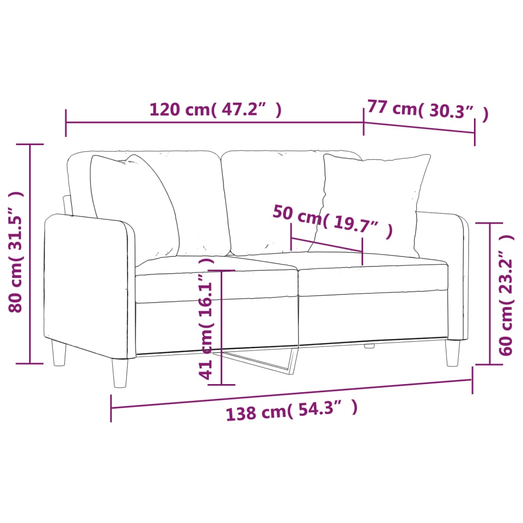 vidaXL Divano a 2 Posti con Cuscini Grigio Scuro 120 cm in Tessuto