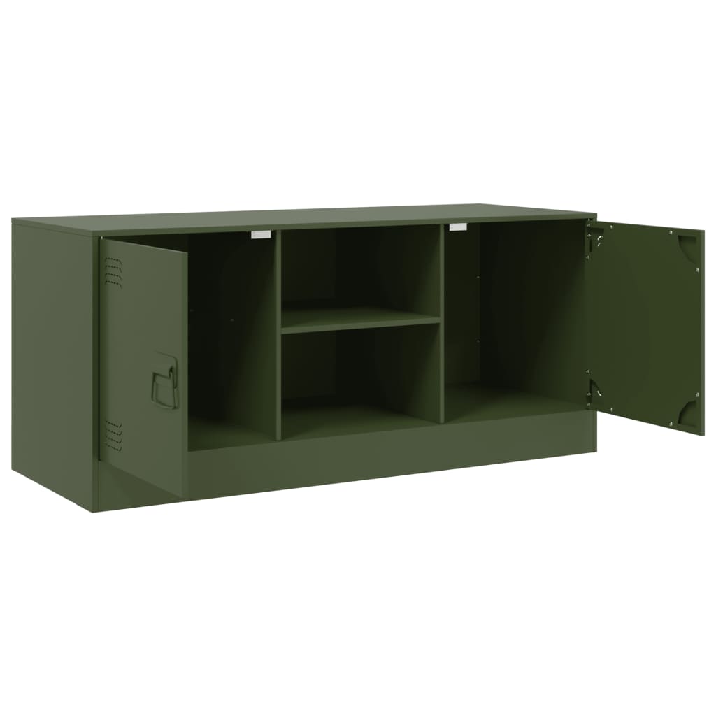 vidaXL Mobile TV Verde Oliva 99x39x44 cm in Acciaio