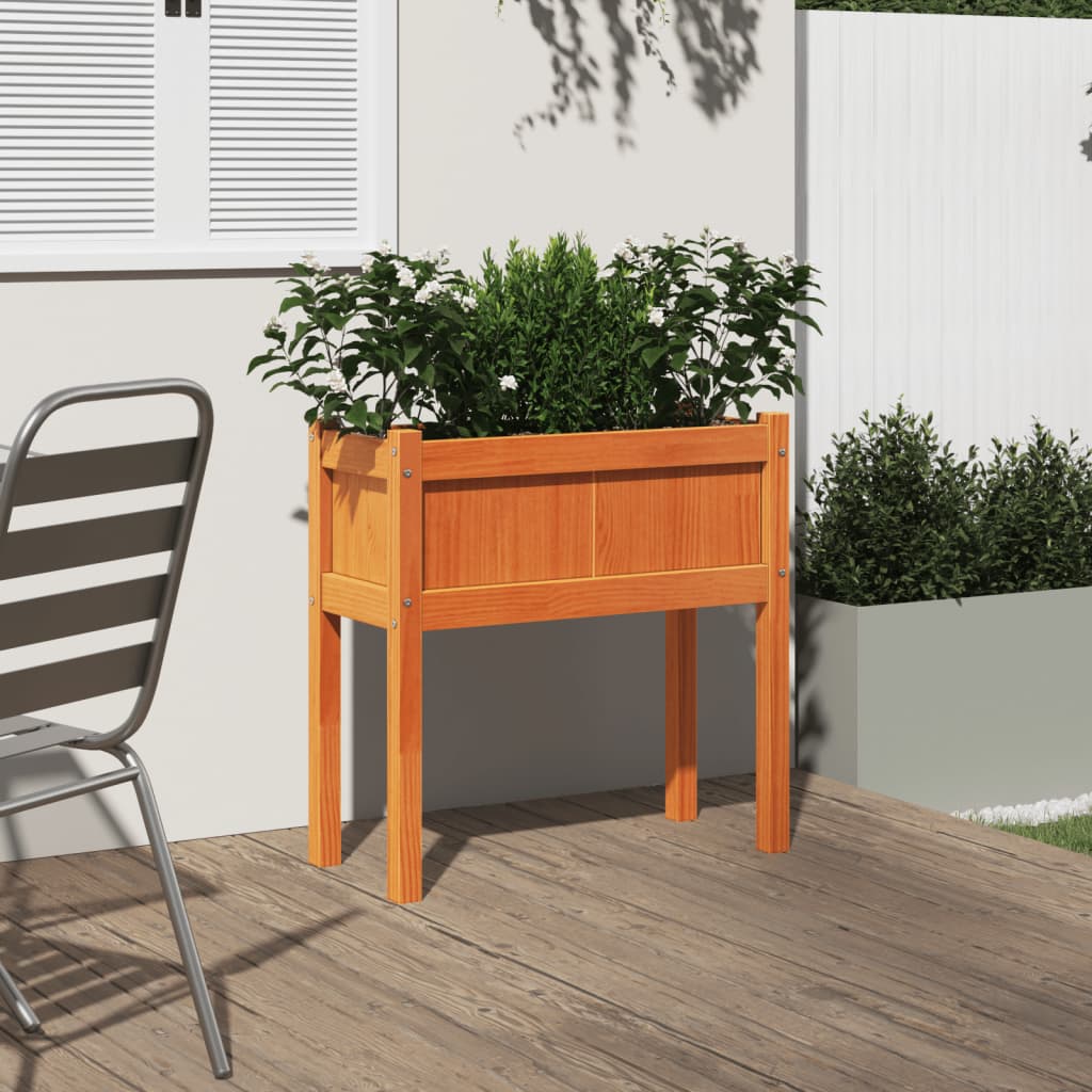 vidaXL Fioriera Giardino Gambe Marrone Cera 70x31x70 cm Massello Pino