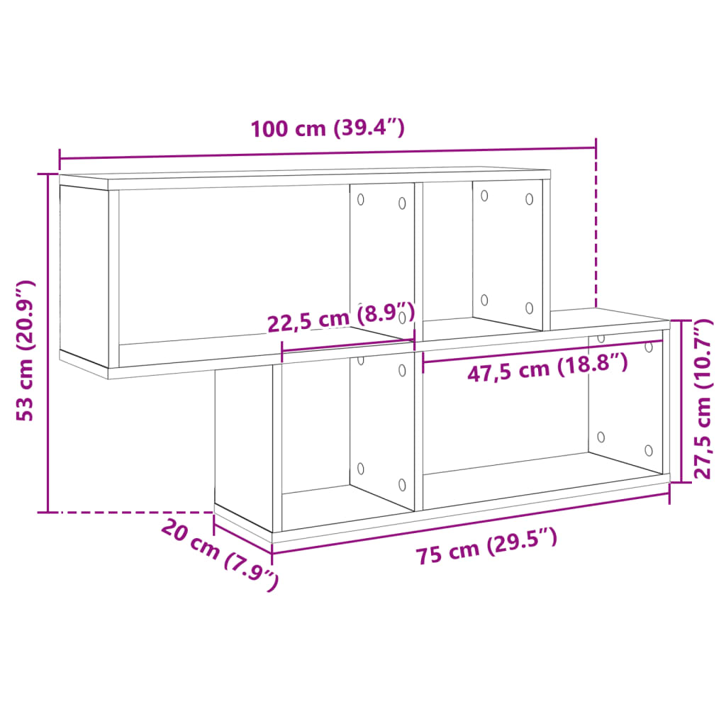 vidaXL Scaffale a Muro Rovere Marrone 100x20x53cm in Legno Multistrato