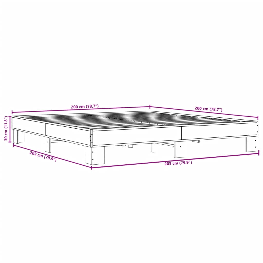 vidaXL Giroletto Rovere Fumo 200x200 cm in Legno Multistrato e Metallo