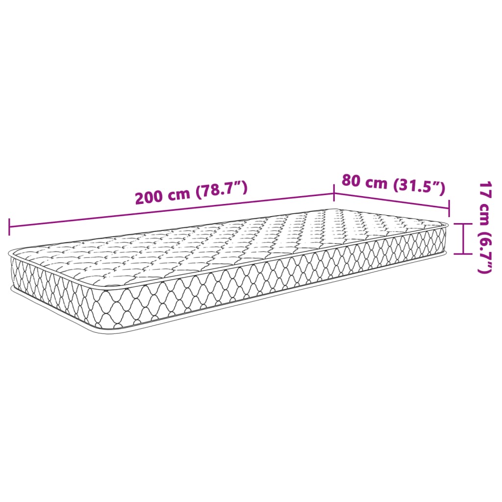 vidaXL Materasso Viscoelastico Bianco 80x200x17 cm