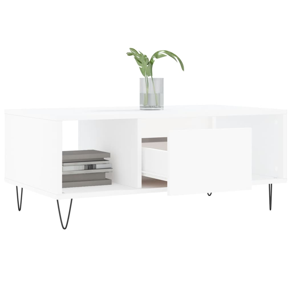 vidaXL Tavolino da Salotto Bianco 90x50x36,5 cm in Legno Multistrato