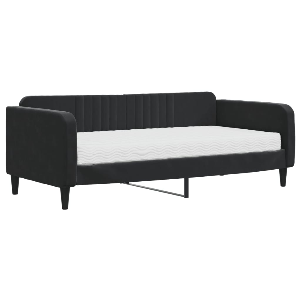 vidaXL Divano Letto con Materasso Nero 90x190 cm in Velluto