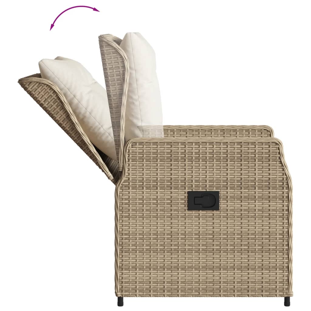 vidaXL Set da Pranzo da Giardino 3 pz con Cuscini Beige in Polyrattan