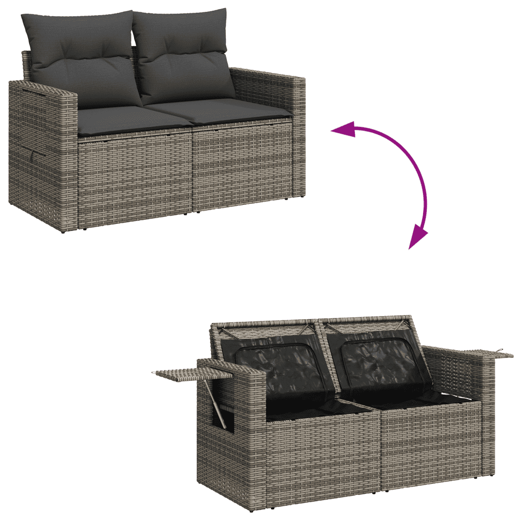 vidaXL Set Divani da Giardino 11 pz con Cuscini in Polyrattan Grigio