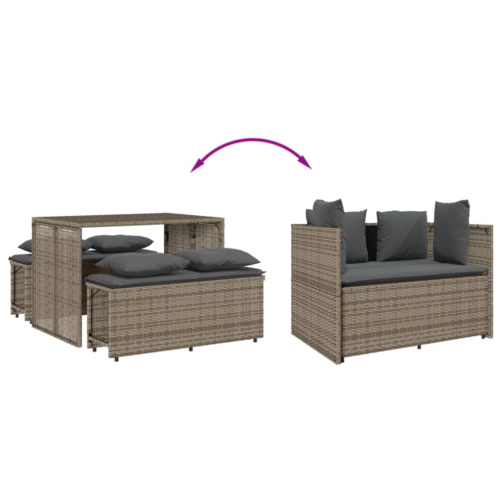 vidaXL Set da Pranzo da Giardino 3 pz con Cuscini in Polyrattan Grigio