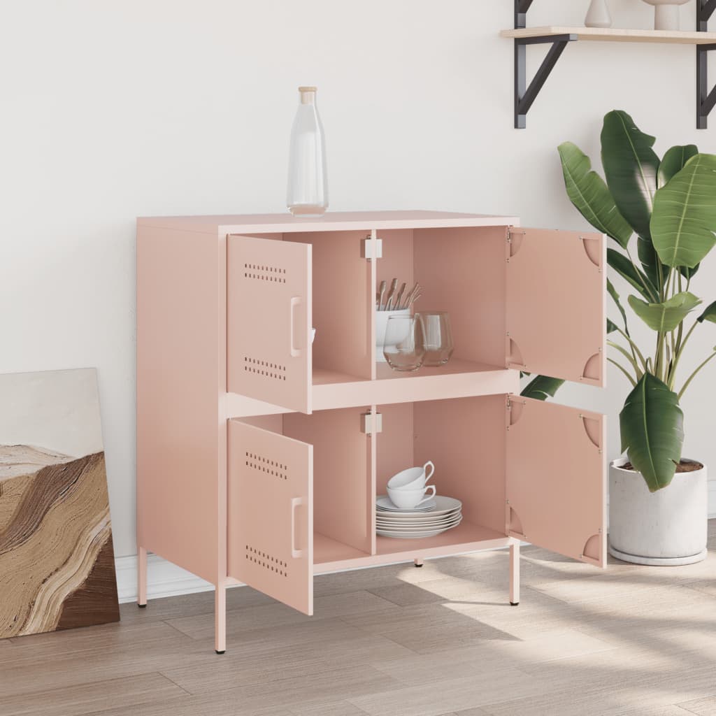 vidaXL Credenza Rosa 68x39x79 cm in Acciaio