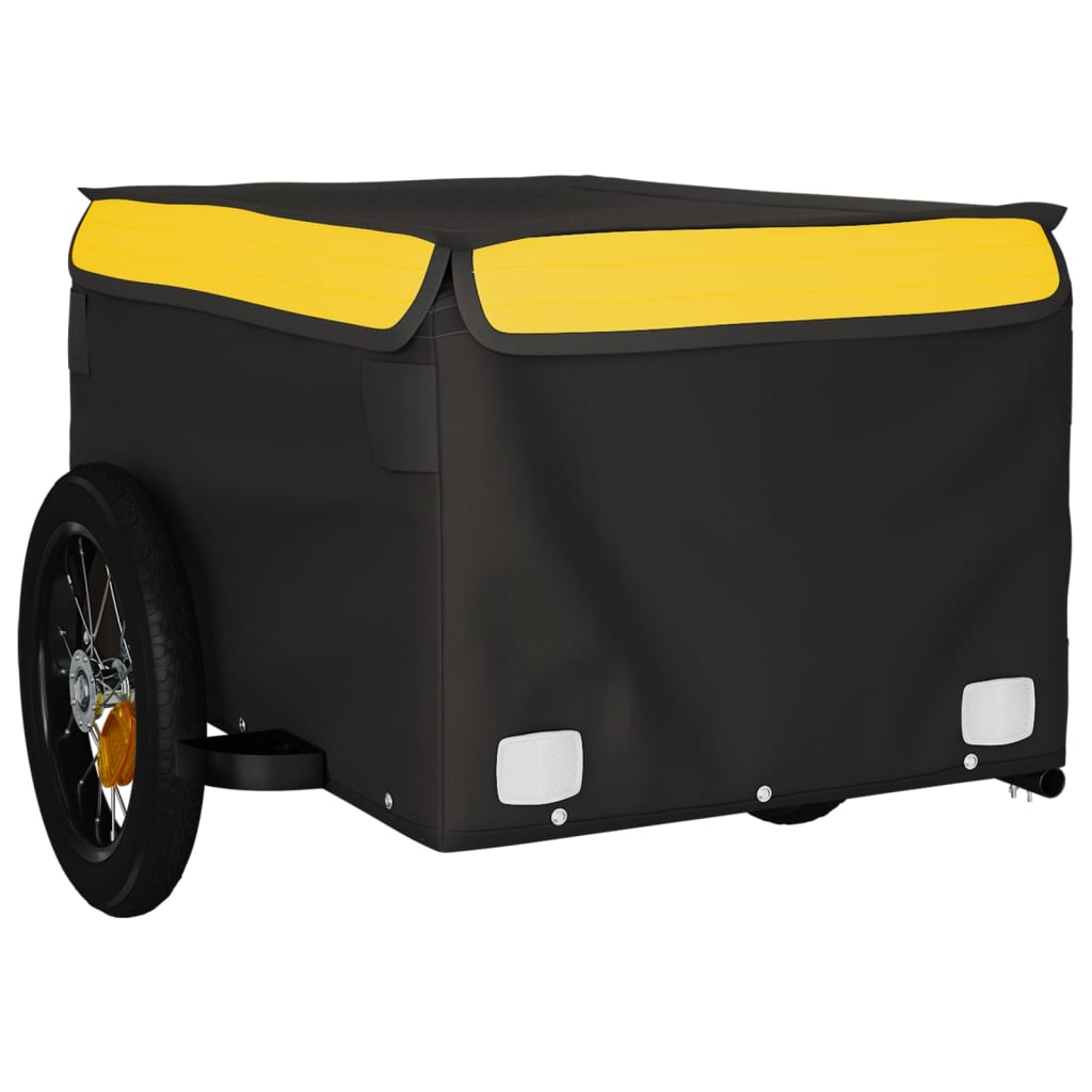 vidaXL Rimorchio da Bici Nero e Giallo 30 kg in Ferro