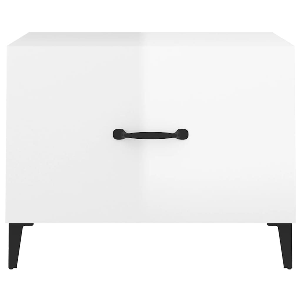 vidaXL Tavolino Salotto con Gambe in Metallo Bianco Lucido 50x50x40cm