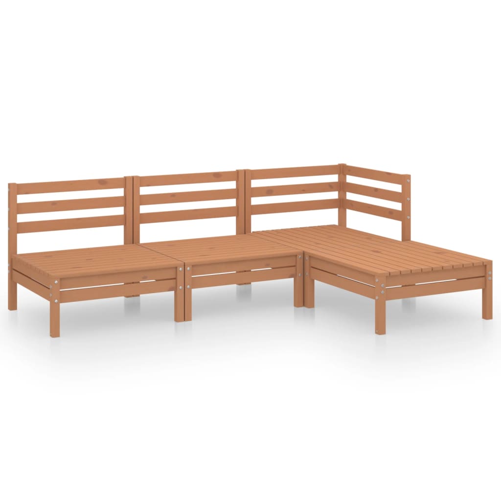 vidaXL Set Salotto da Giardino 4 pz in Legno Massello di Pino Ambra