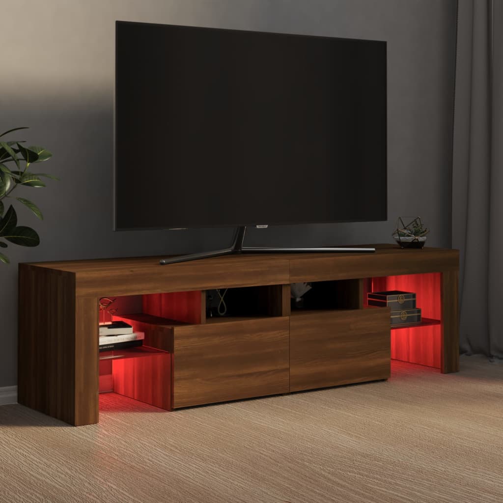 vidaXL Mobile Porta TV con Luci LED Rovere Marrone 140x36,5x40 cm