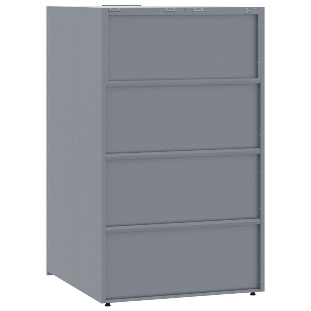 vidaXL Copribidone con Ruote per 6 Bidoni Grigio 414x79x117cm Acciaio