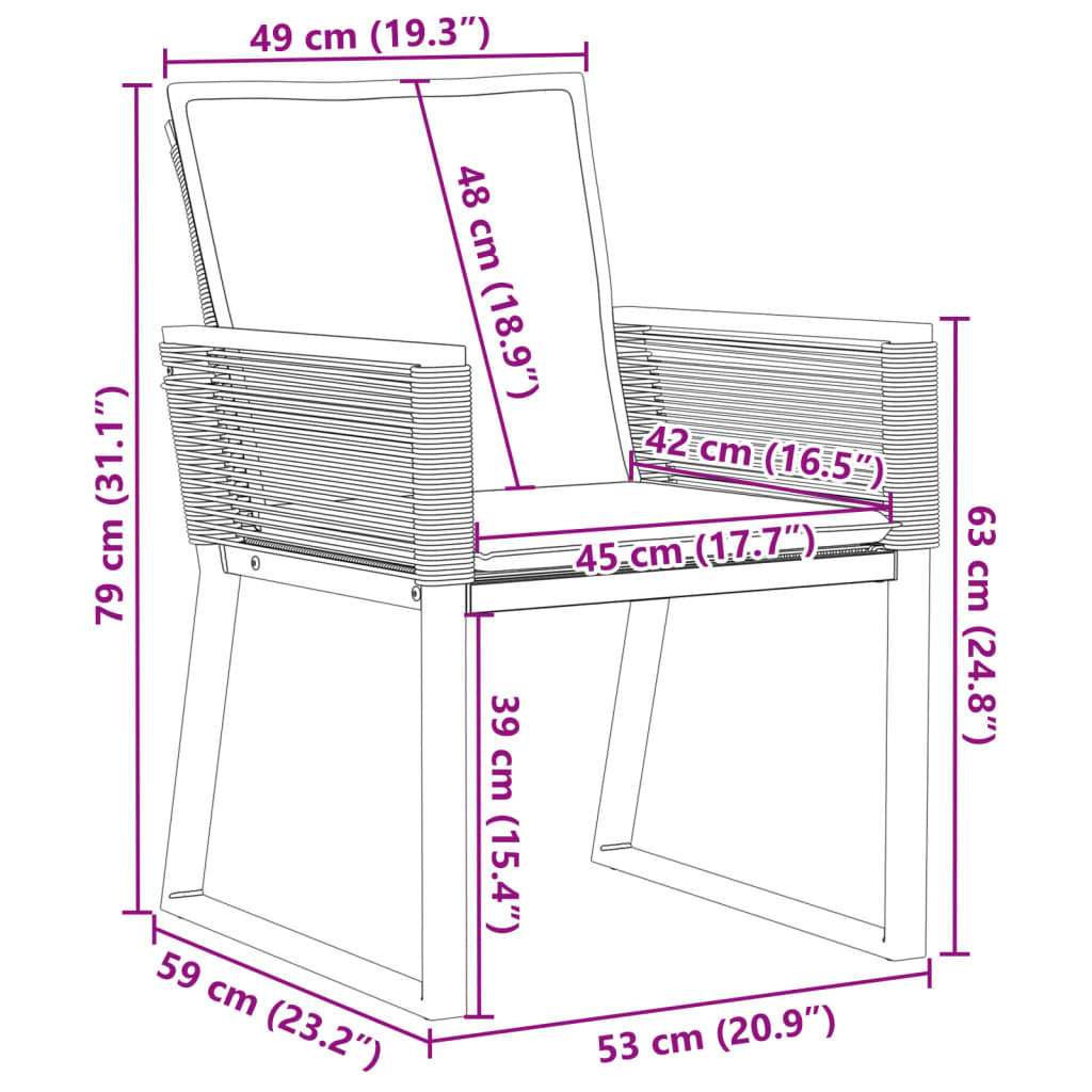 vidaXL Sedie da Giardino con Cuscini 2 pz Nere in Polyrattan