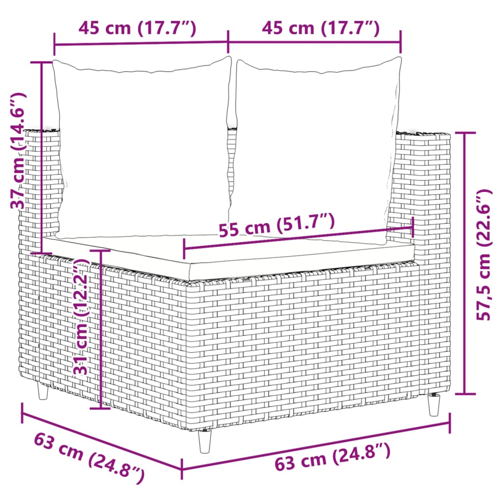 vidaXL Set Divano da Giardino 6 pz con Cuscini Nero in Polyrattan