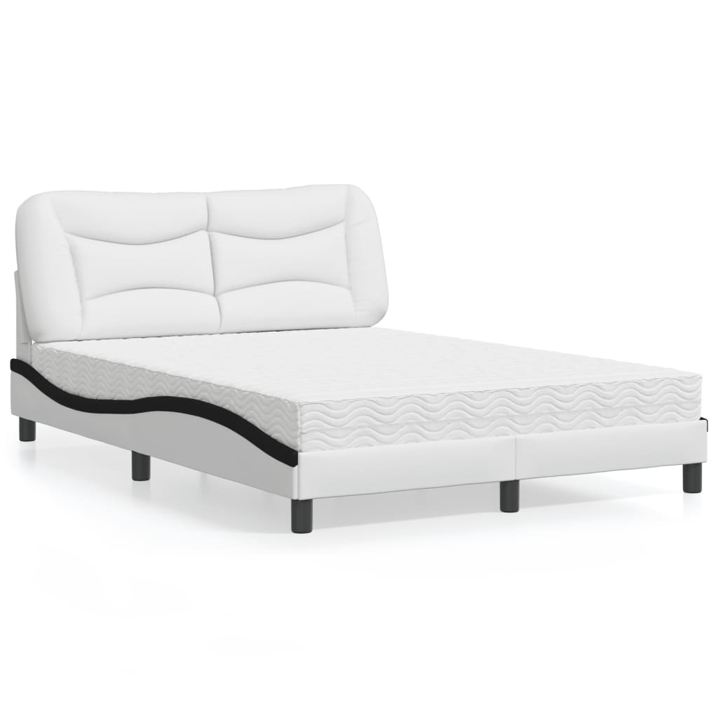 vidaXL Letto con Materasso Nero e Bianco 120x200 cm in Similpelle